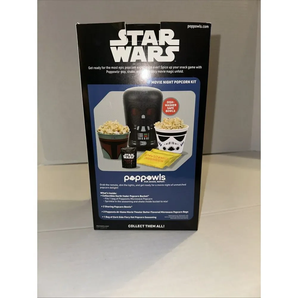 NEW Star Wars Poppowls Movie Night Popcorn Kit With Collectible Bucket And Bowls